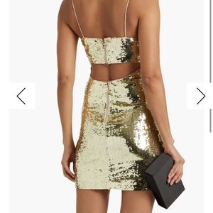 Alice and Olivia cutout sequined stretch tulle mini dress